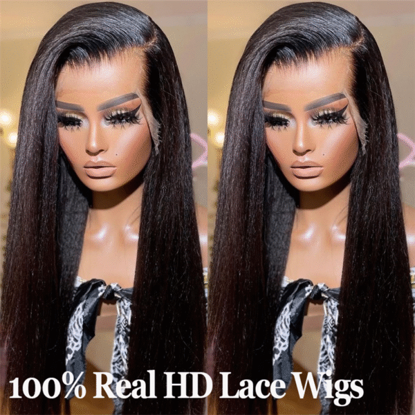 HD Lace Kinky Straight 13x4 Lace Front Wigs（Full Frontal） - Image 2